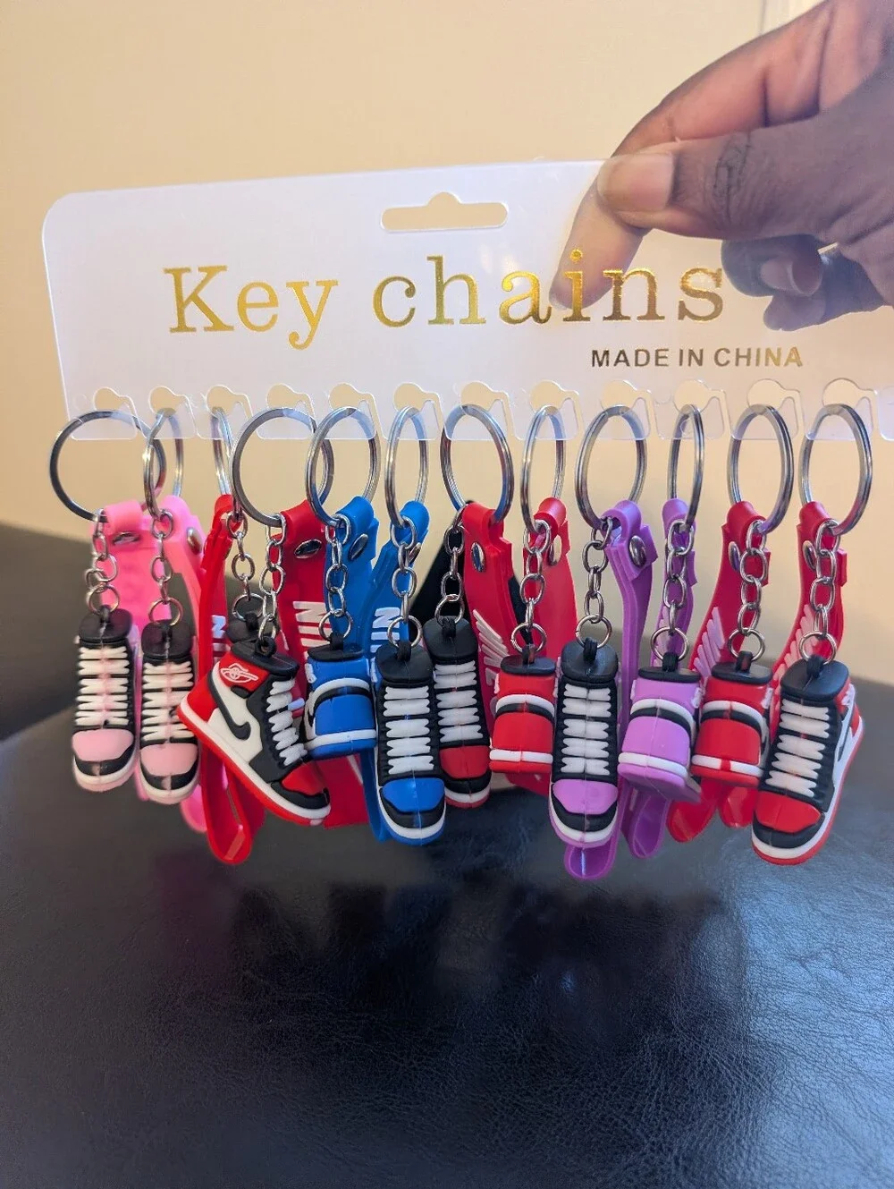 Nike Red, Blue, Purple & Pink Mini Sneaker Keychains - Set 12